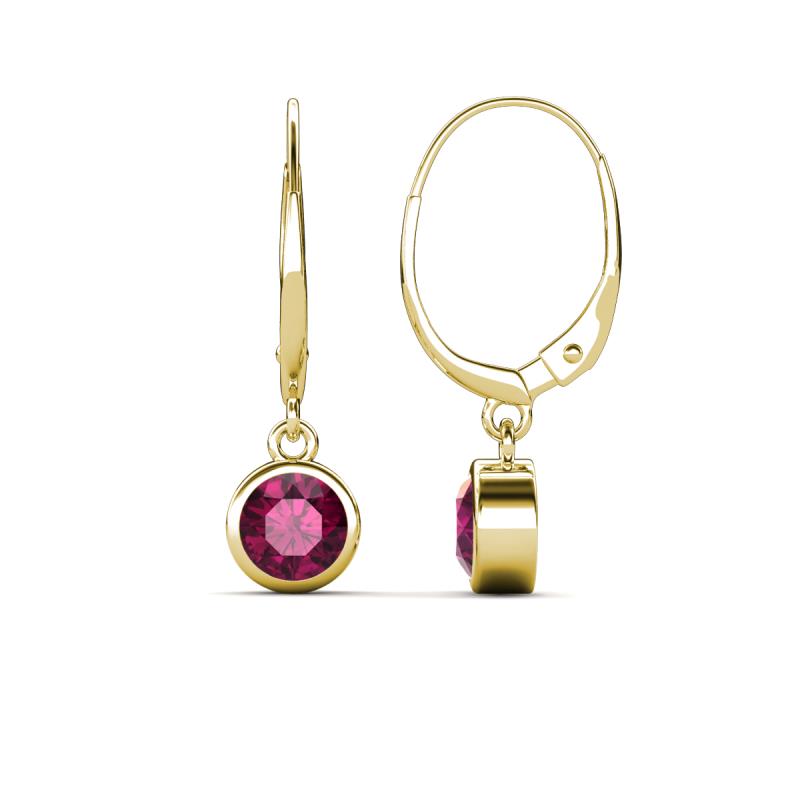 Cara Rhodolite Garnet (5mm) Solitaire Dangling Earrings 