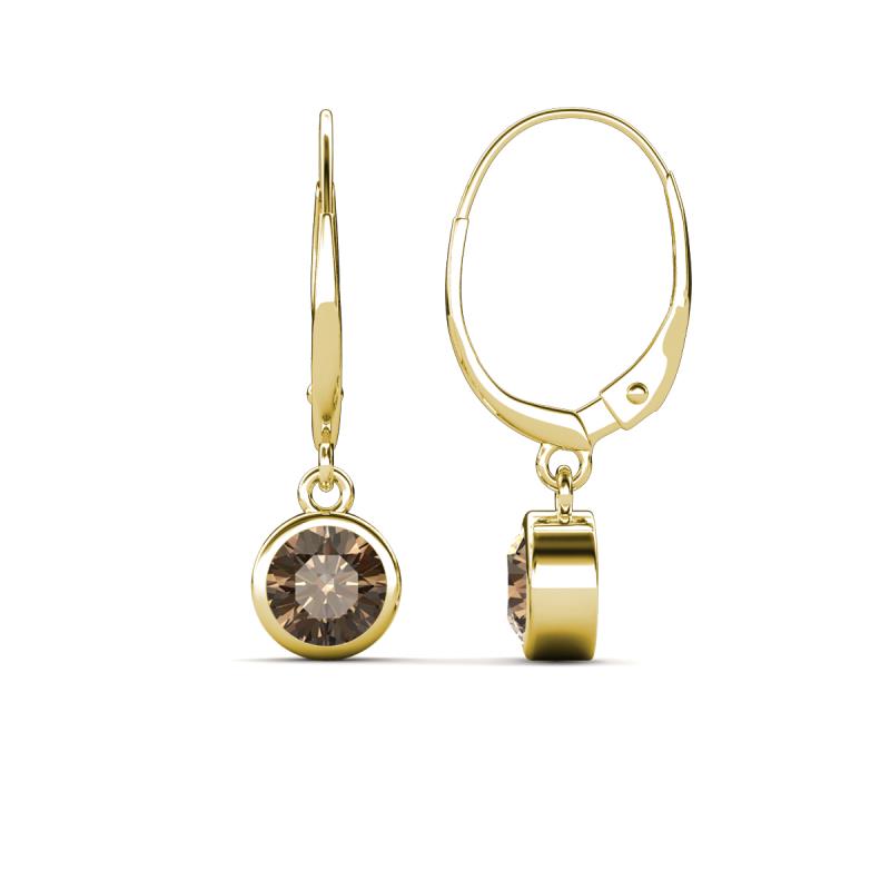 Cara Smoky Quartz (5mm) Solitaire Dangling Earrings 