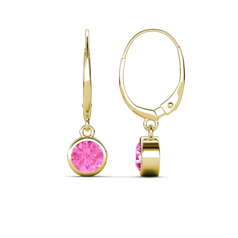 Cara Pink Sapphire (5mm) Solitaire Dangling Earrings 