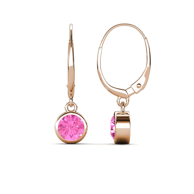 Cara Pink Sapphire (5mm) Solitaire Dangling Earrings 