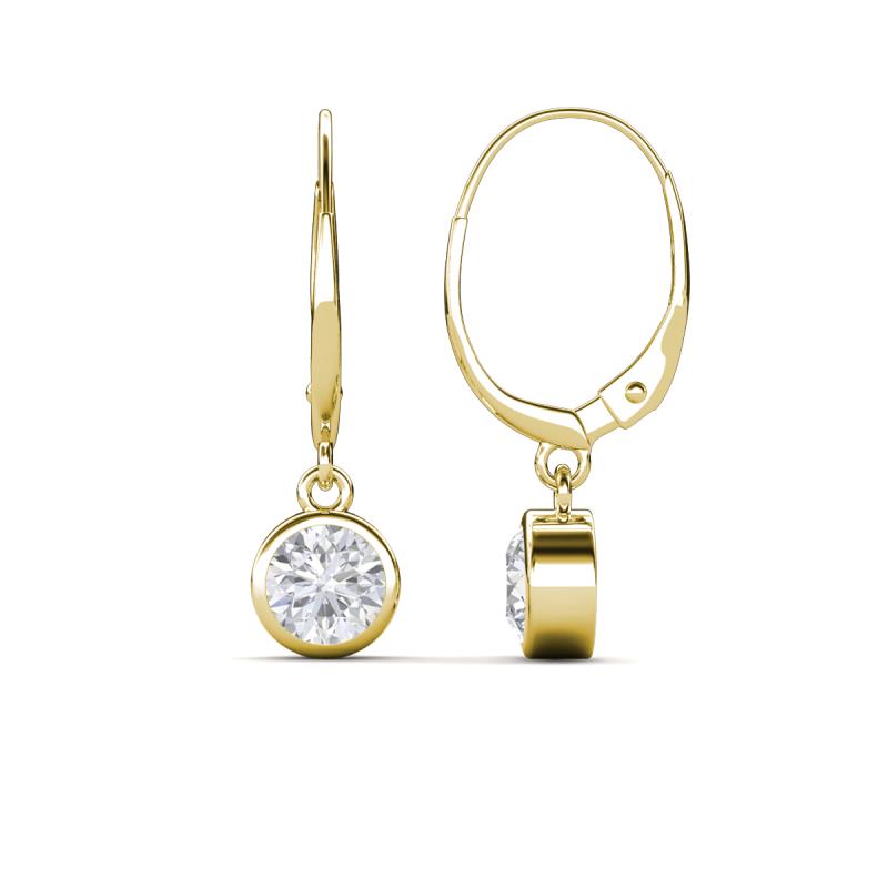 Cara White Sapphire (5mm) Solitaire Dangling Earrings 