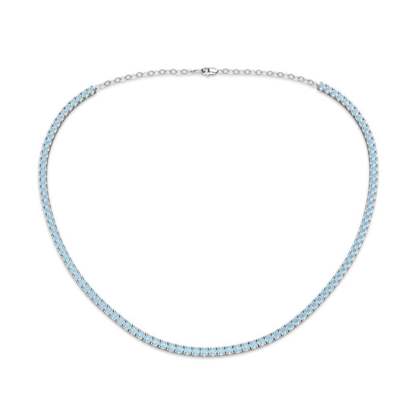 Gracelyn 2.20 mm Round Aquamarine Adjustable Tennis Necklace 