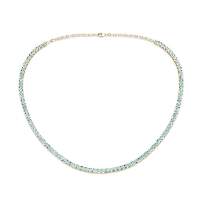 Gracelyn 2.20 mm Round Aquamarine Adjustable Tennis Necklace 