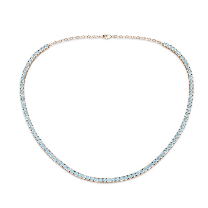 Gracelyn 2.20 mm Round Aquamarine Adjustable Tennis Necklace 