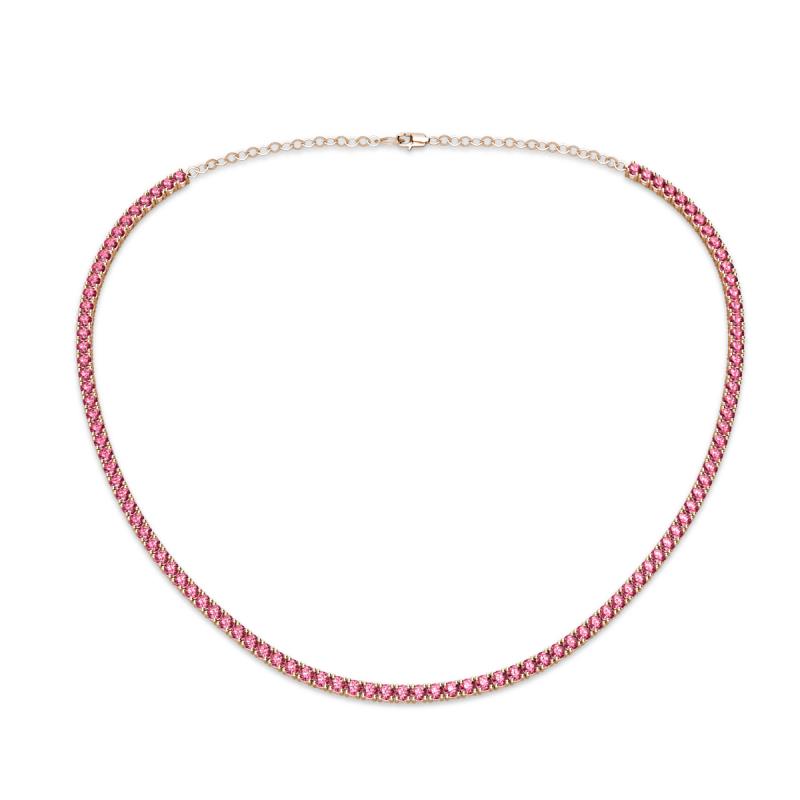 Gracelyn 2.20 mm Round Pink Tourmaline Adjustable Tennis Necklace 
