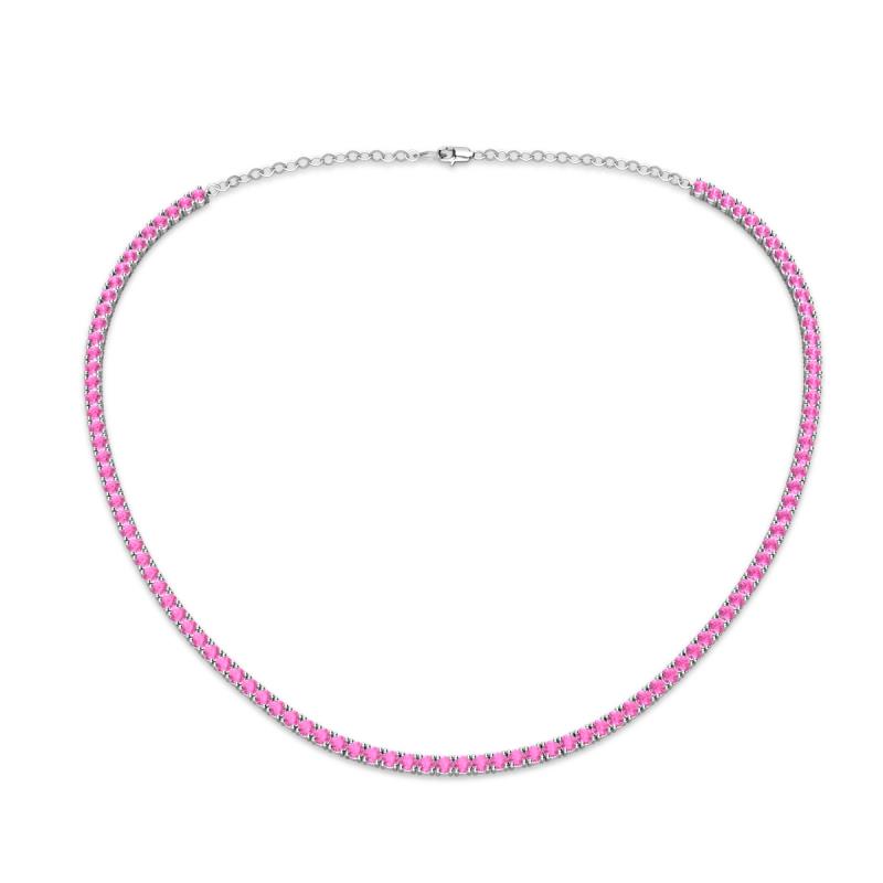 Gracelyn 2.20 mm Round Pink Sapphire Adjustable Tennis Necklace 