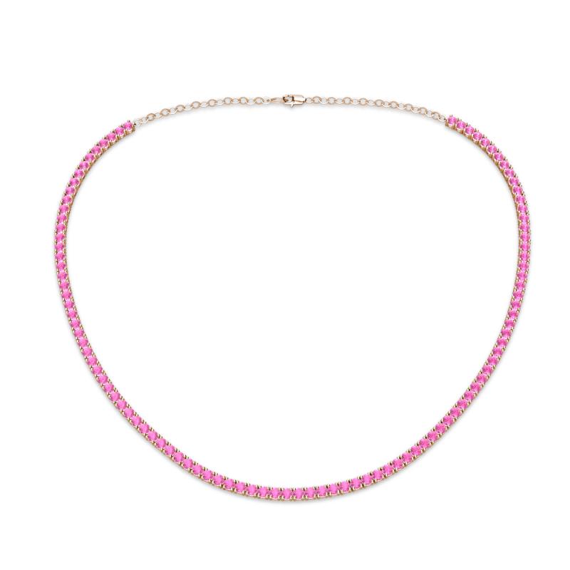 Gracelyn 2.20 mm Round Pink Sapphire Adjustable Tennis Necklace 