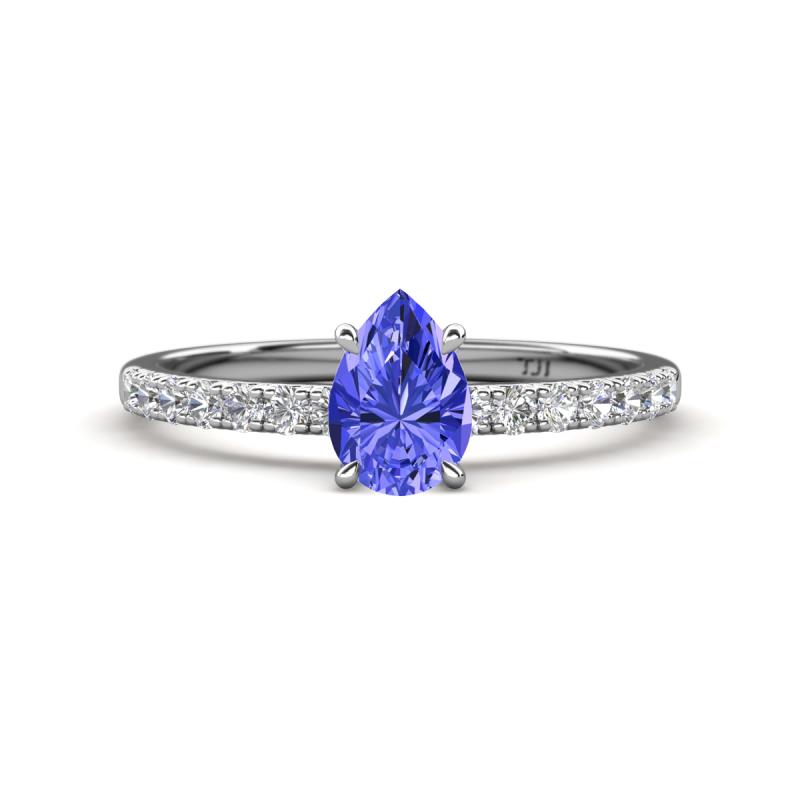 Aurin 7x5 mm Pear Tanzanite and Round Diamond Engagement Ring 