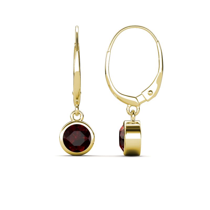 Cara Red Garnet (5mm) Solitaire Dangling Earrings 