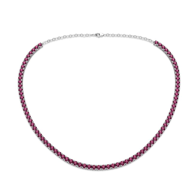 Gracelyn 2.70 mm Round Rhodolite Garnet Adjustable Tennis Necklace 