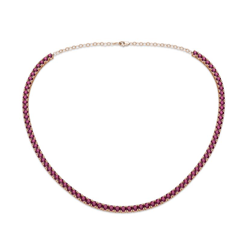 Gracelyn 2.70 mm Round Rhodolite Garnet Adjustable Tennis Necklace 