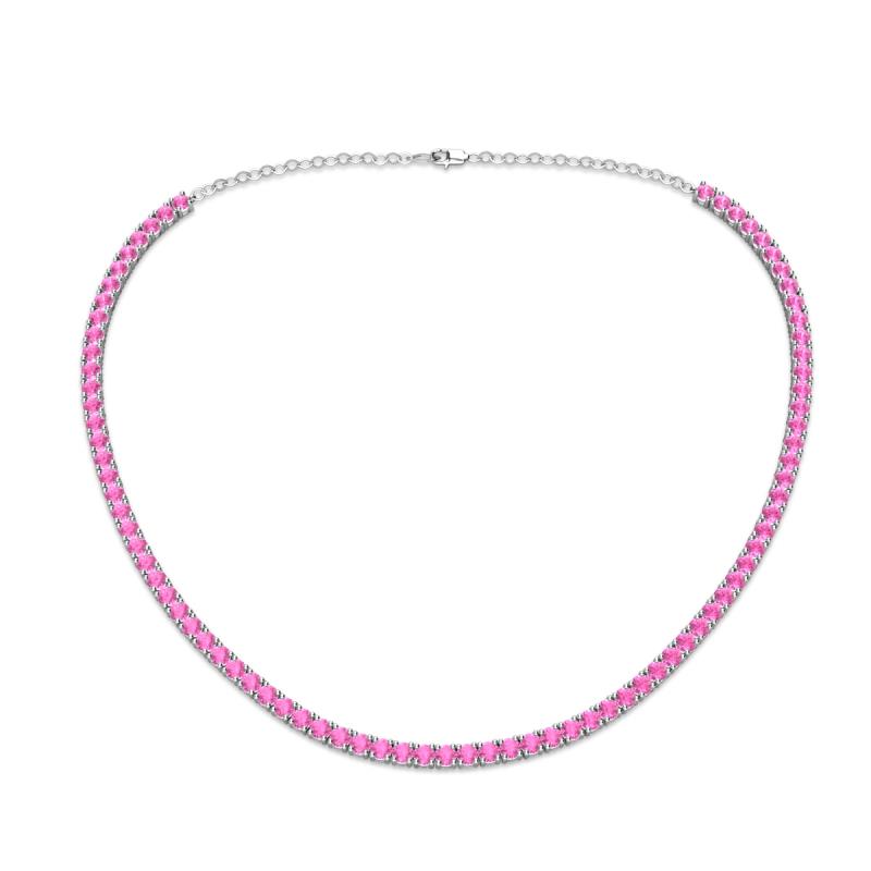 Gracelyn 2.70 mm Round Pink Sapphire Adjustable Tennis Necklace 