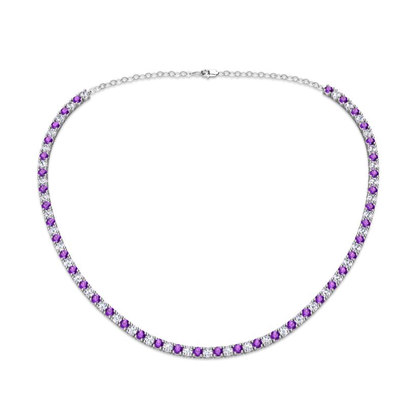 Gracelyn 2.70 mm Round Diamond and Amethyst Adjustable Tennis Necklace 