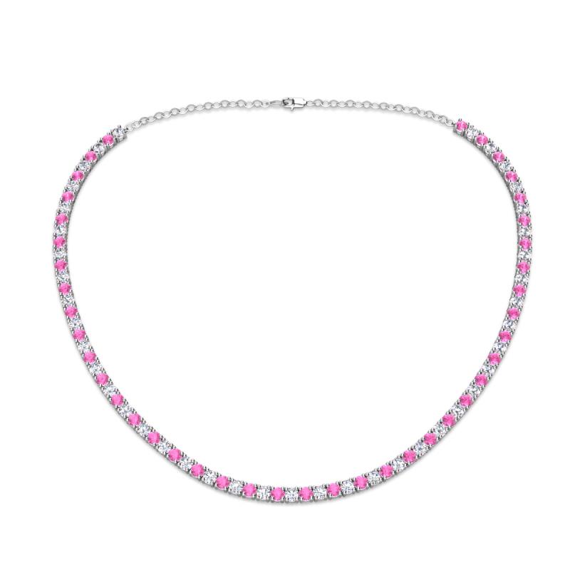 Gracelyn 2.70 mm Round Diamond and Pink Sapphire Adjustable Tennis Necklace 