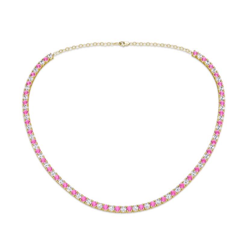Gracelyn 2.70 mm Round Diamond and Pink Sapphire Adjustable Tennis Necklace 
