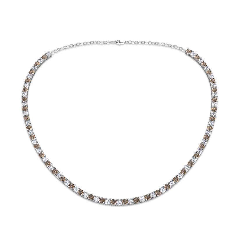 Gracelyn 2.70 mm Round Diamond and Smoky Quartz Adjustable Tennis Necklace 