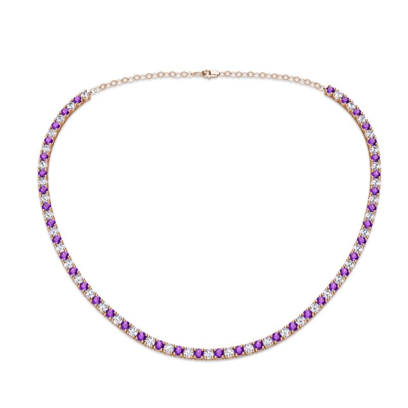 Gracelyn 2.70 mm Round Lab Grown Diamond and Amethyst Adjustable Tennis Necklace 