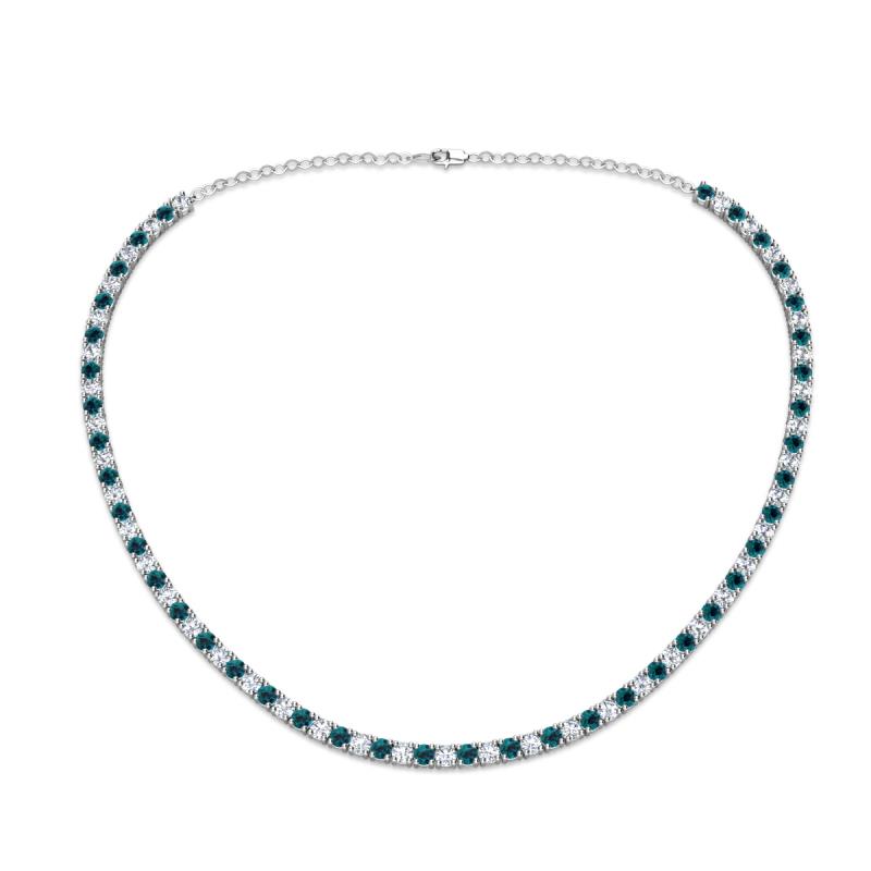 Gracelyn 2.70 mm Round Lab Grown Diamond and Blue Diamond Adjustable Tennis Necklace 