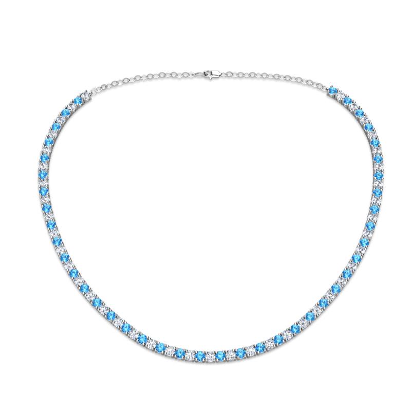 Gracelyn 2.70 mm Round Lab Grown Diamond and Blue Topaz Adjustable Tennis Necklace 