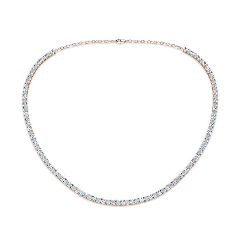 Gracelyn 2.20 mm Round Diamond and Aquamarine Adjustable Tennis Necklace 