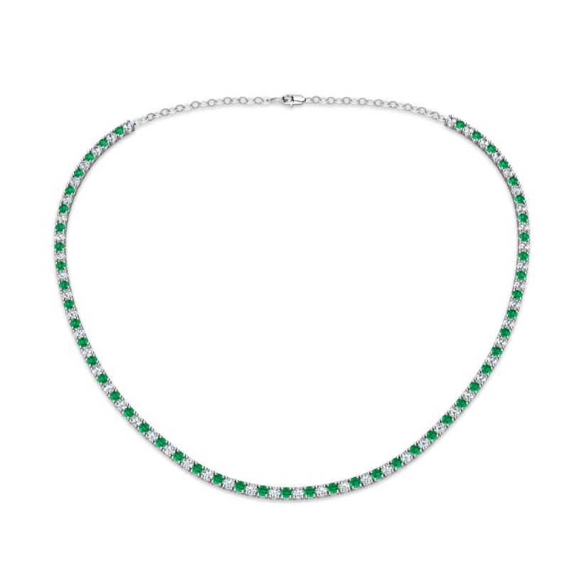Gracelyn 2.20 mm Round Diamond and Emerald Adjustable Tennis Necklace 
