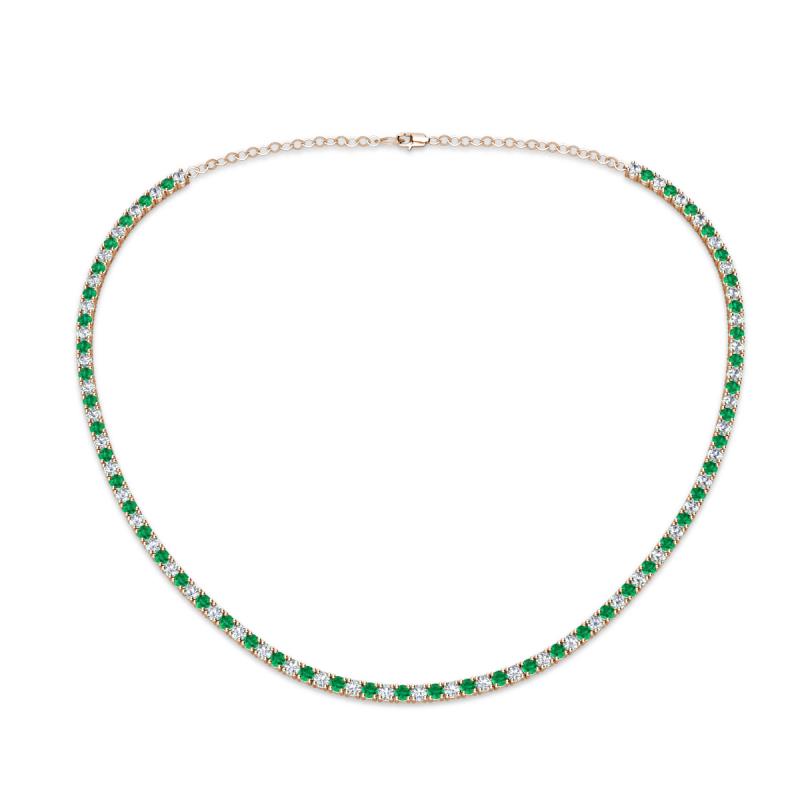 Gracelyn 2.20 mm Round Diamond and Emerald Adjustable Tennis Necklace 