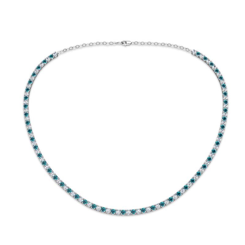 Gracelyn 2.20 mm Round Blue and White Diamond Adjustable Tennis Necklace 