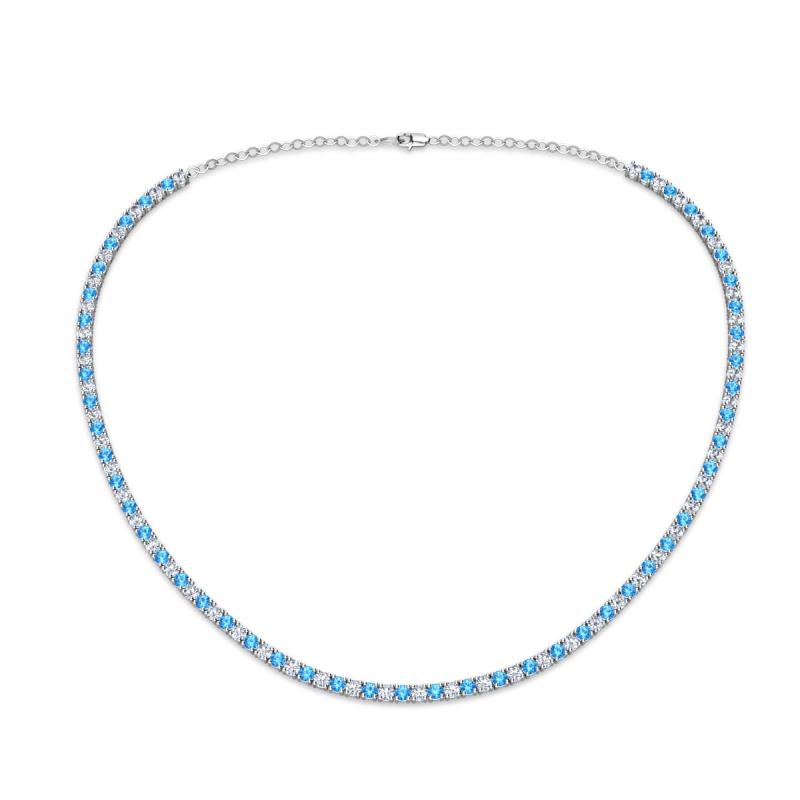 Gracelyn 2.20 mm Round Diamond and Blue Topaz Adjustable Tennis Necklace 