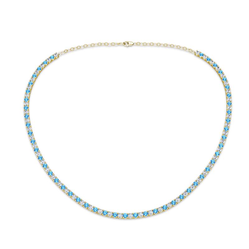 Gracelyn 2.20 mm Round Diamond and Blue Topaz Adjustable Tennis Necklace 