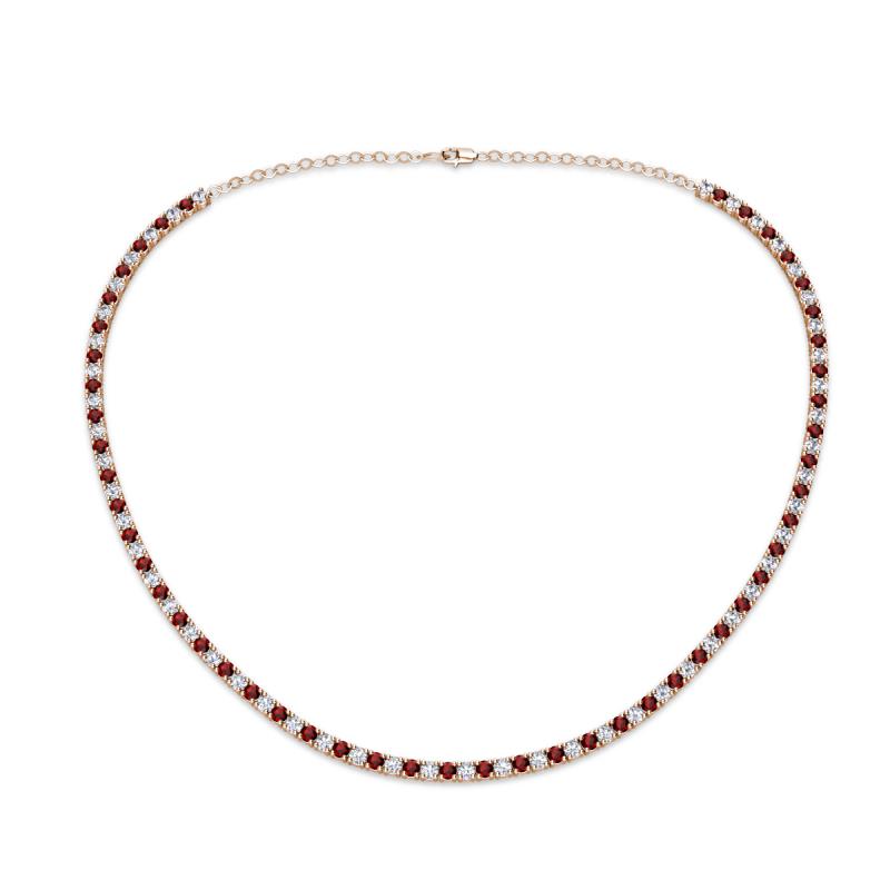 Gracelyn 2.20 mm Round Diamond and Red Garnet Adjustable Tennis Necklace 
