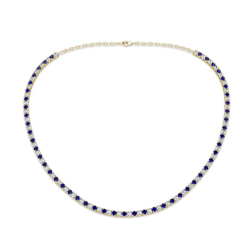 Gracelyn 2.20 mm Round Lab Grown Diamond and Blue Sapphire Adjustable Tennis Necklace 
