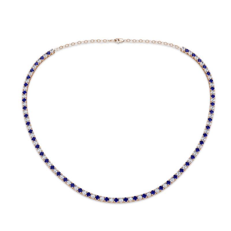 Gracelyn 2.20 mm Round Lab Grown Diamond and Blue Sapphire Adjustable Tennis Necklace 