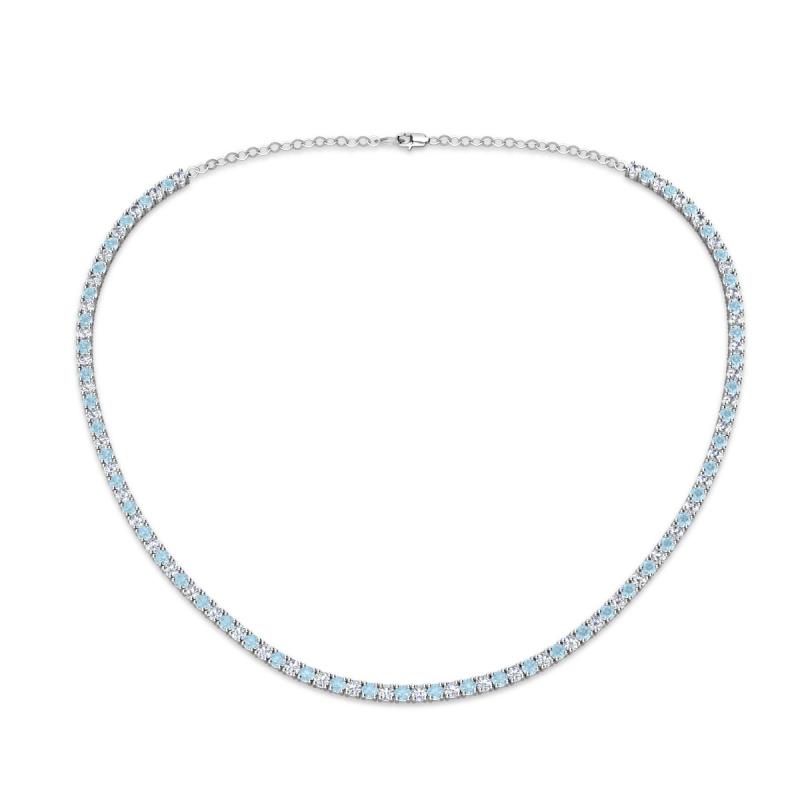 Gracelyn 2.20 mm Round Lab Grown Diamond and Aquamarine Adjustable Tennis Necklace 