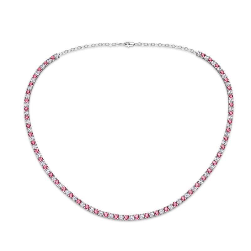 Gracelyn 2.20 mm Round Lab Grown Diamond and Pink Tourmaline Adjustable Tennis Necklace 