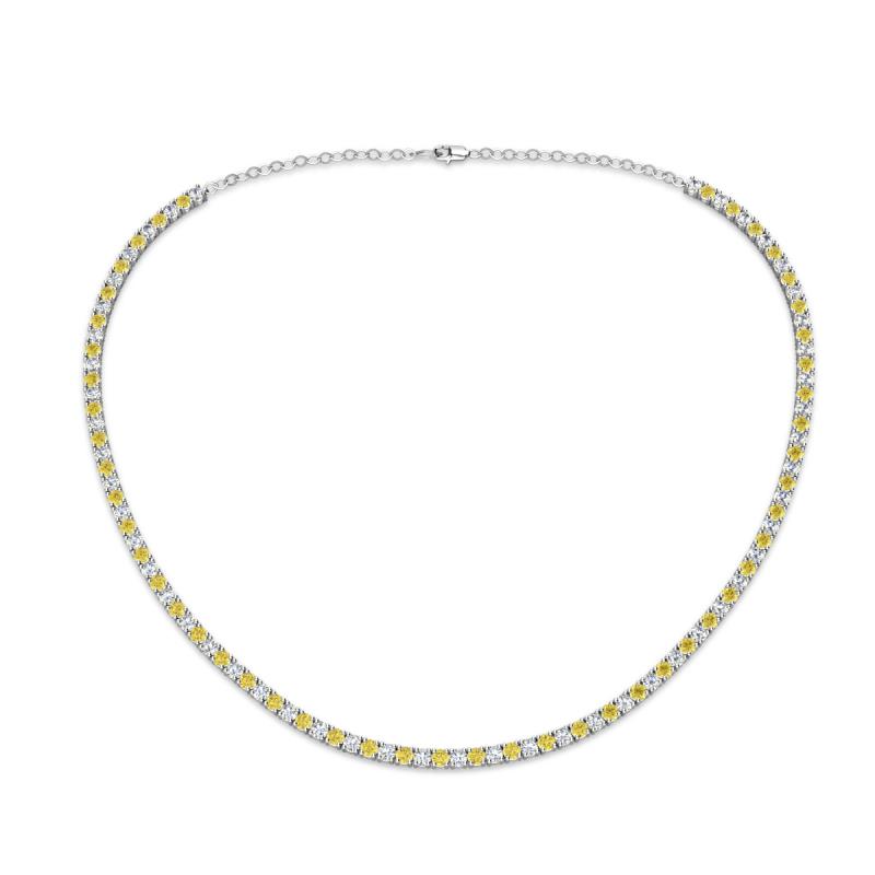 Gracelyn 2.20 mm Round Lab Grown Diamond and Yellow Sapphire Adjustable Tennis Necklace 