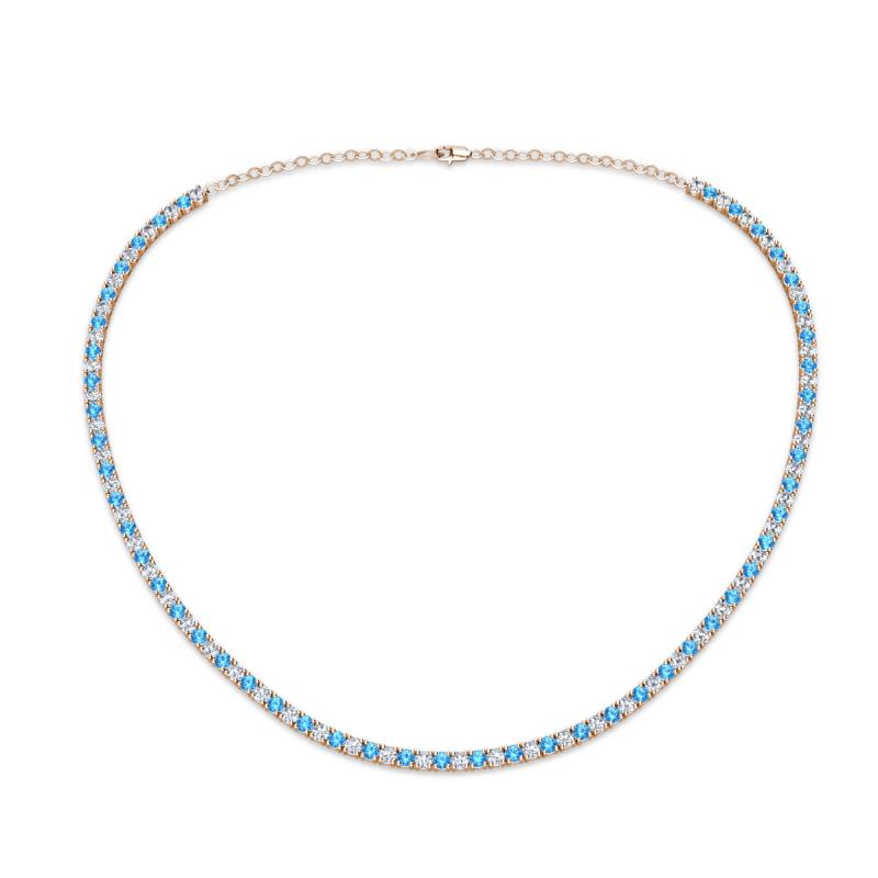 Gracelyn 2.20 mm Round Lab Grown Diamond and Blue Topaz Adjustable Tennis Necklace 