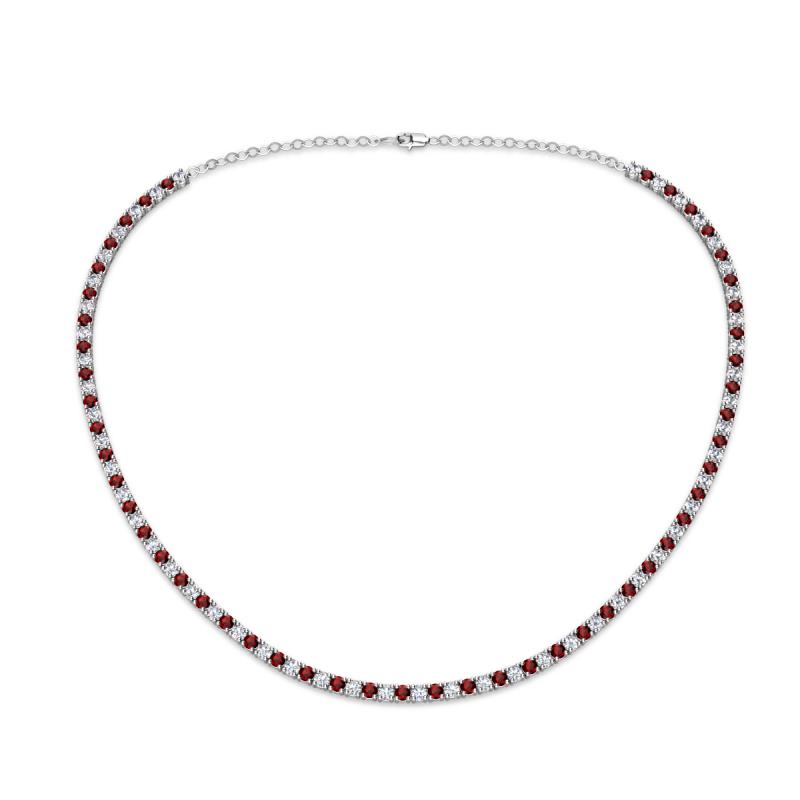 Gracelyn 2.20 mm Round Lab Grown Diamond and Red Garnet Adjustable Tennis Necklace 