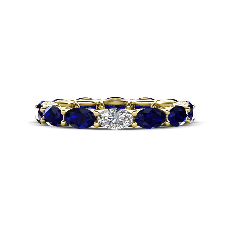 Madison 5x3 mm Oval Diamond and Blue Sapphire Eternity Band 