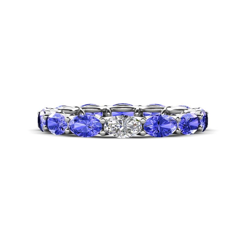 Madison 5x3 mm Oval Diamond and Tanzanite Eternity Band 