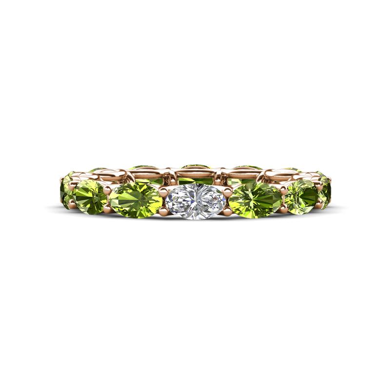Madison 5x3 mm Oval Diamond and Peridot Eternity Band 