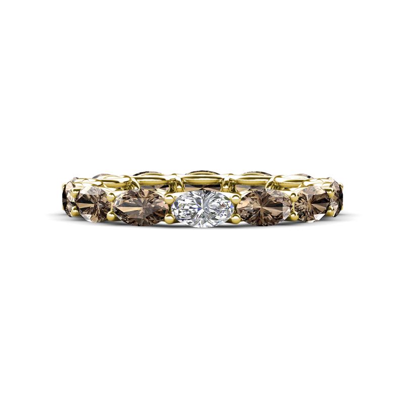 Madison 5x3 mm Oval Diamond and Smoky Quartz Eternity Band 