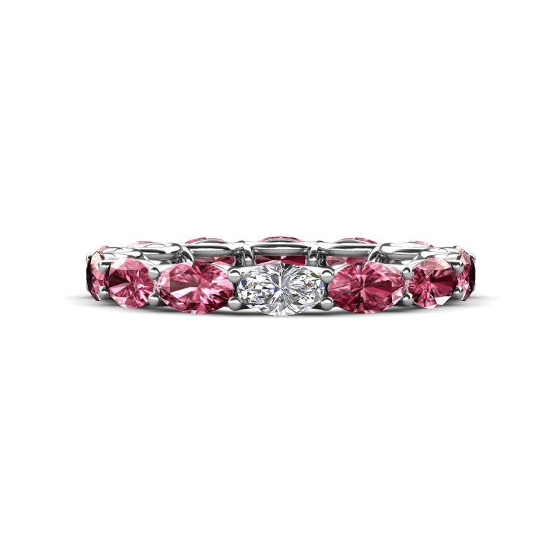 Madison 5x3 mm Oval Diamond and Pink Tourmaline Eternity Band 