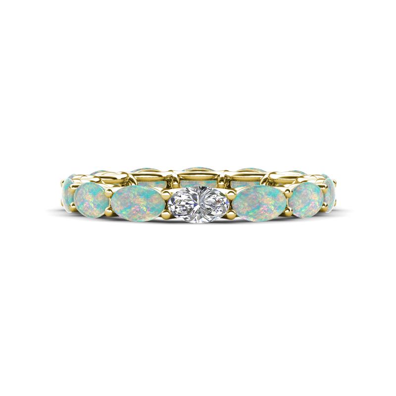 Madison 5x3 mm Oval Diamond and Opal Eternity Band 