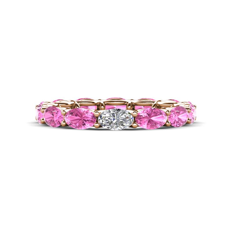 Madison 5x3 mm Oval Lab Grown Diamond and Pink Sapphire Eternity Band 