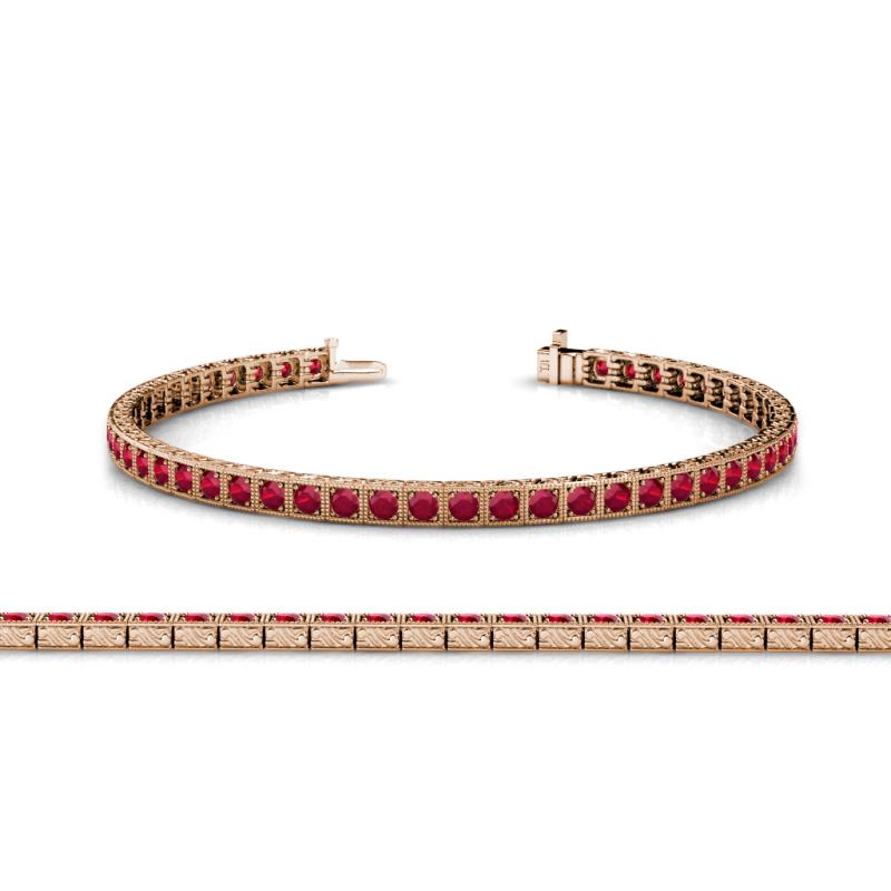 Ruby Milgrain Work Tennis Bracelet 1.54. ruby tennis bracelets. 