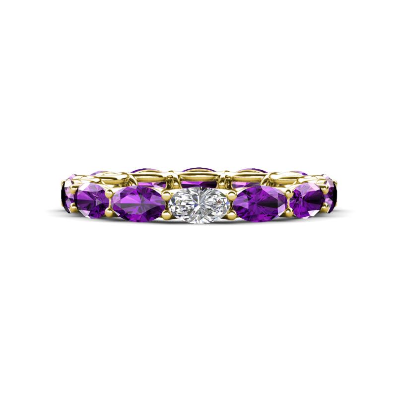 Madison 5x3 mm Oval Lab Grown Diamond and Amethyst Eternity Band 