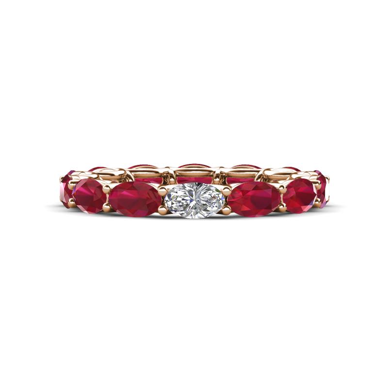 Madison 5x3 mm Oval Lab Grown Diamond and Ruby Eternity Band 