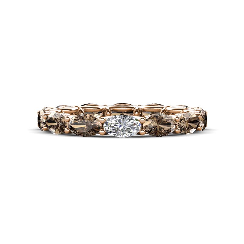 Madison 5x3 mm Oval Lab Grown Diamond and Smoky Quartz Eternity Band 