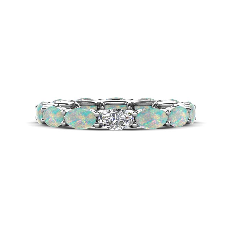 Madison 5x3 mm Oval Lab Grown Diamond and Opal Eternity Band 