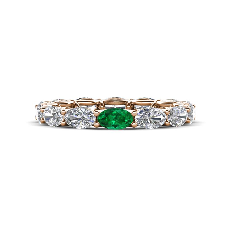 Madison 5x3 mm Oval Diamond and Emerald Eternity Band 